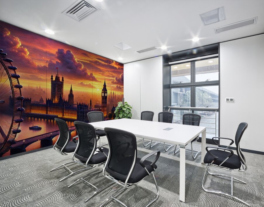 Stunning Sunset Over London – Big Ben & Thames River in Golden Light Wall Printing