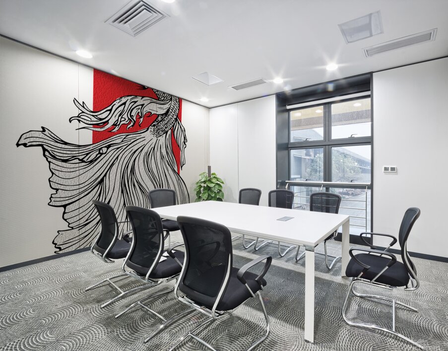 Graceful Betta Fish Line Art – Japanese Minimal Wall Printing