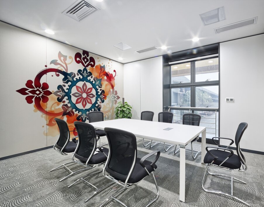 Traditional Ornamental Tattoo Art – Elegant Abstract Design in Burgundy and Wall Printing