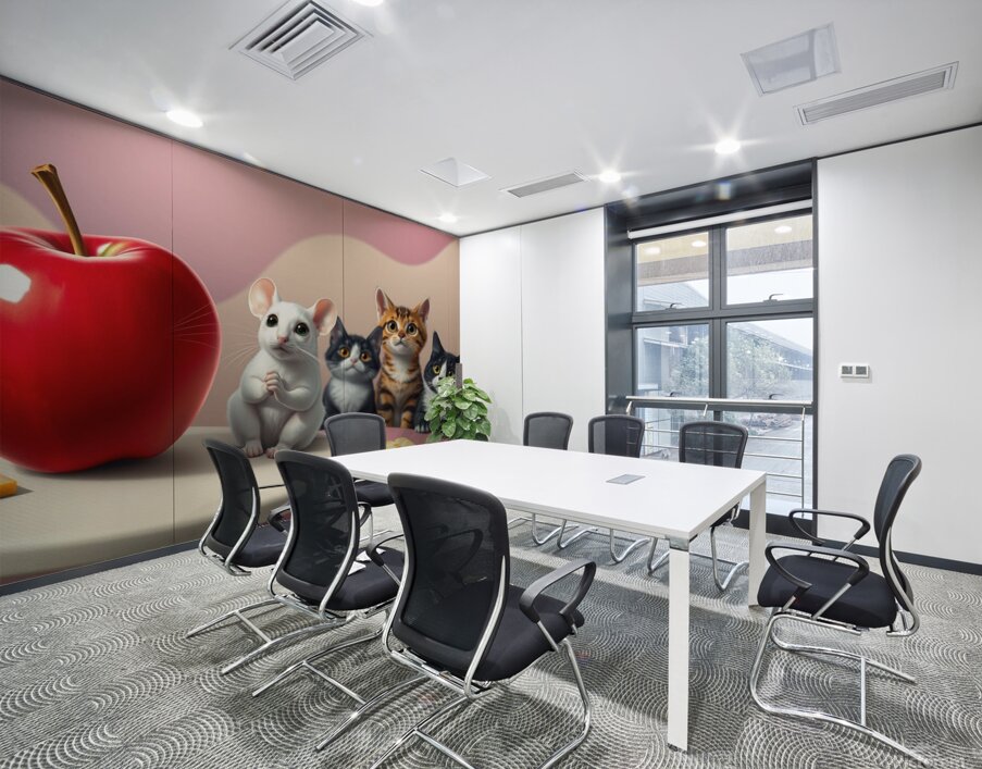 A White Mouse Eating A Medium KUCIu Wall Printing