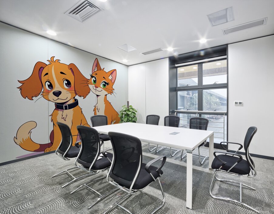 FRIENDSHIP BETWEEN DOG AND CAT Wall Printing