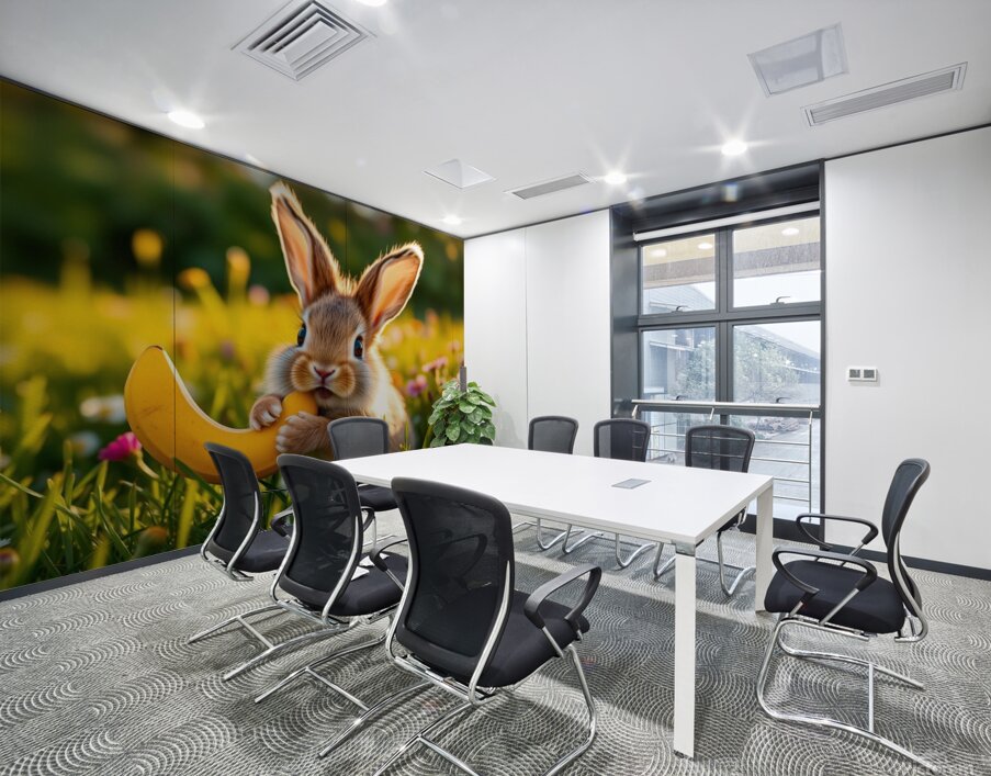  The rabbit eats bananas Wall Printing