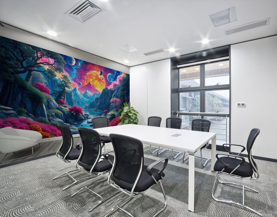 Mural Psychedelique de Paysage Naturel en Verre Trempe Wall Printing