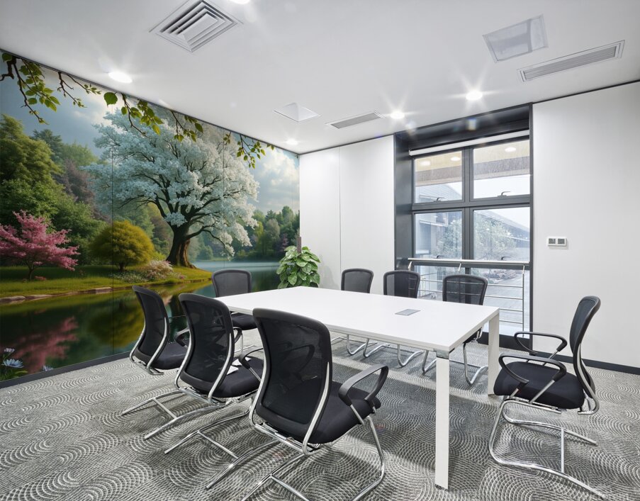 3D Forest Textured Wall Art Landscape Tree And Fl Wall Printing