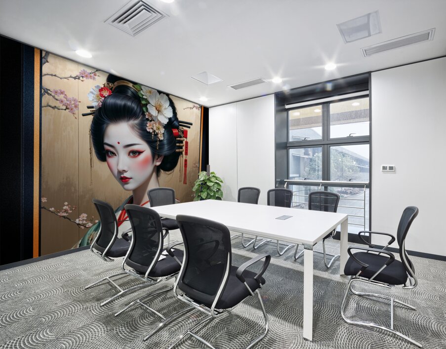 A Serene Portrait Of The Elegant Aoiyako Tsuruhime In A Traditional Kimono Mesmerizing AI Concept Art by Xzendor7 Wall Printing