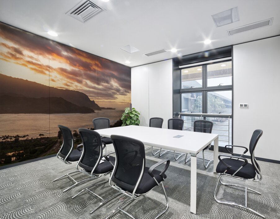 Breathtaking aerial view of sunset over Hanalei Bay landscape in Wall Printing