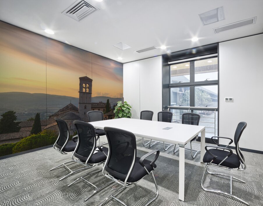 Assisi town and Santa Maria Maggiore church. Umbria Italy Wall Printing