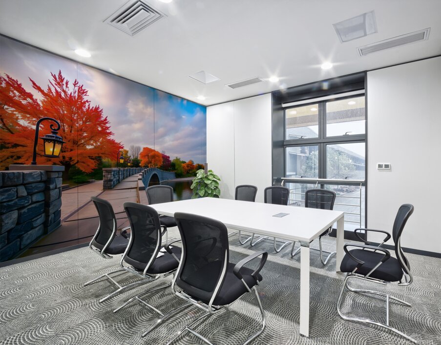 A Rustic Stone Bridge Illuminated by Lanterns Wall Printing
