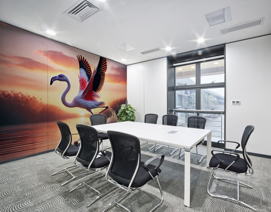 Flamant prenant son envol Wall Printing