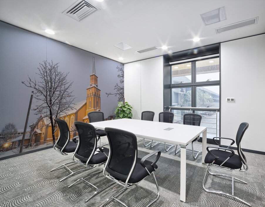 The Church of Tromso during the polar night Wall Printing