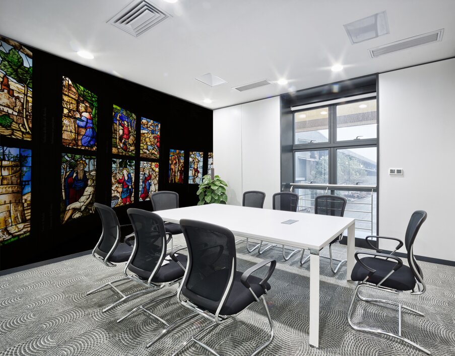 Colored glass windows of the Duomo church   Milan cathedral 16t Wall Printing