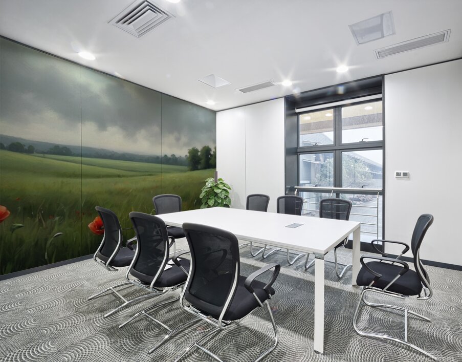  Dramatic Landscape with Dark Trees and Stormy Sky Wall Printing