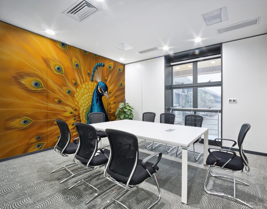 A majestic peacock in a classic oil painting styl Wall Printing