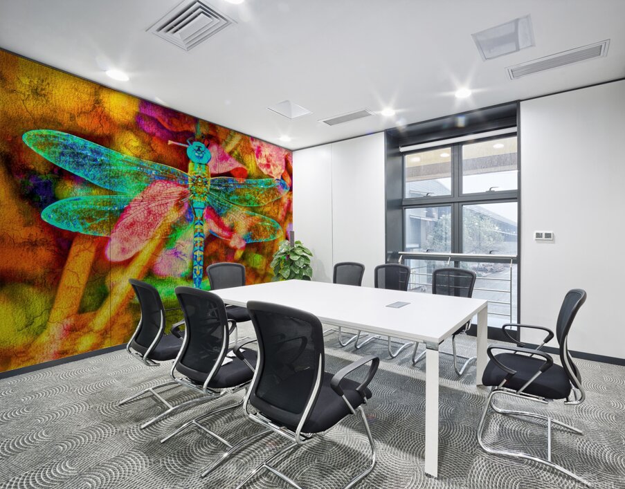 blue dragonfly floating Wall Printing