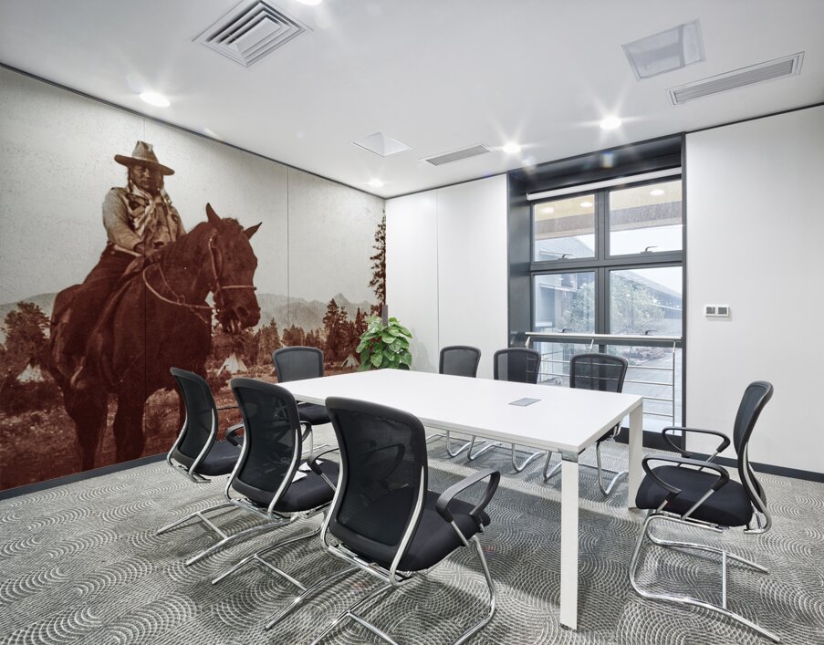 horse on horse with teepees and mountains Wall Printing