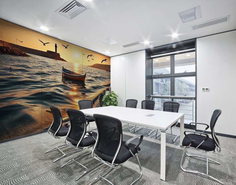 Golden Waves: A Serene Sea Escape Wall Printing