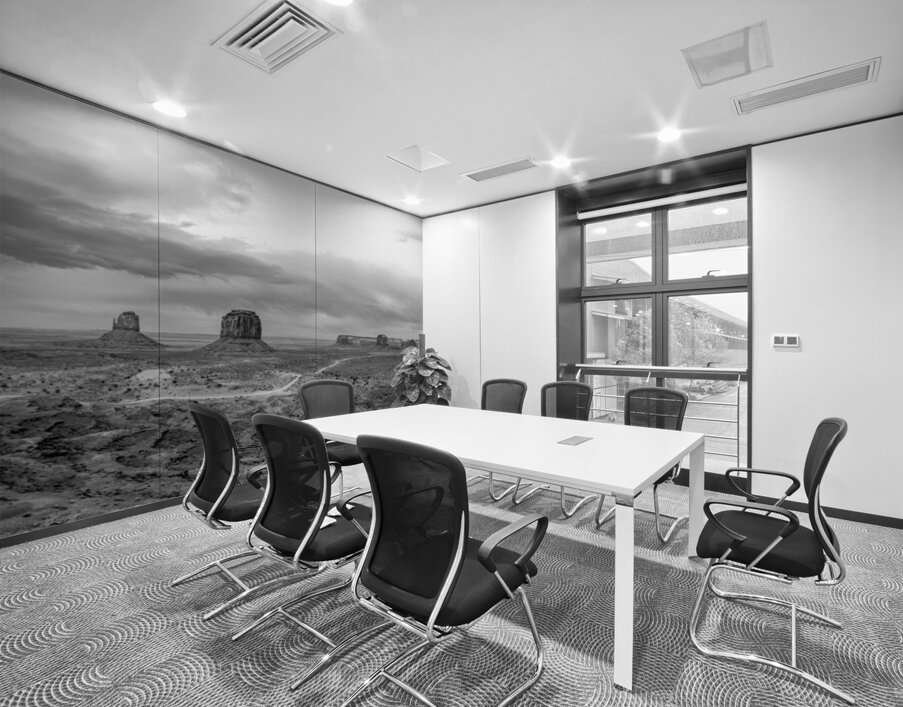 Evening At Monument Valley Pano Grayscale Wall Printing