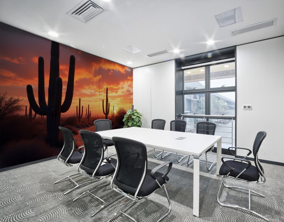 Cactus Sunset Trail – Desert Glow at Golden Hour Wall Printing