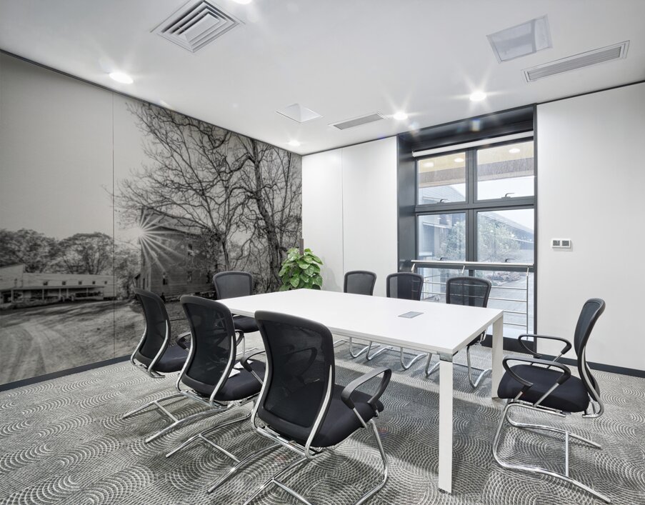 Evening Sunburst Topaz Mill Grayscale Wall Printing