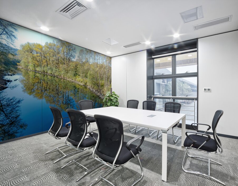 Snoqualmie River and early fall tree colors Wall Printing