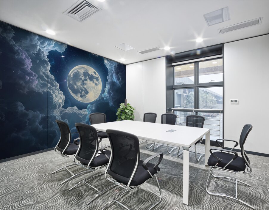 The Magical Moon Among the Clouds – A Fantasy Night Scene That Sparks the Imagination Wall Printing