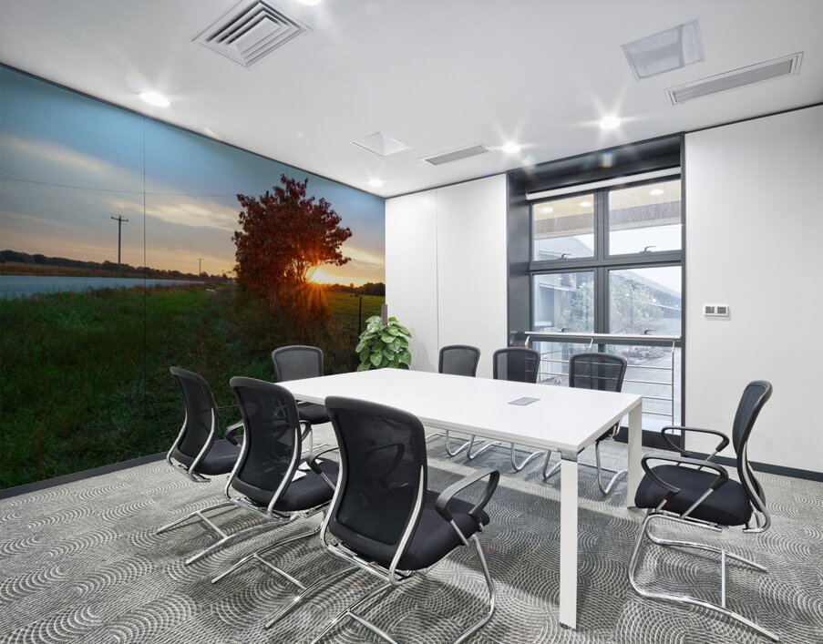 Red Sumac Tree Sunrise Countryside Wall Printing