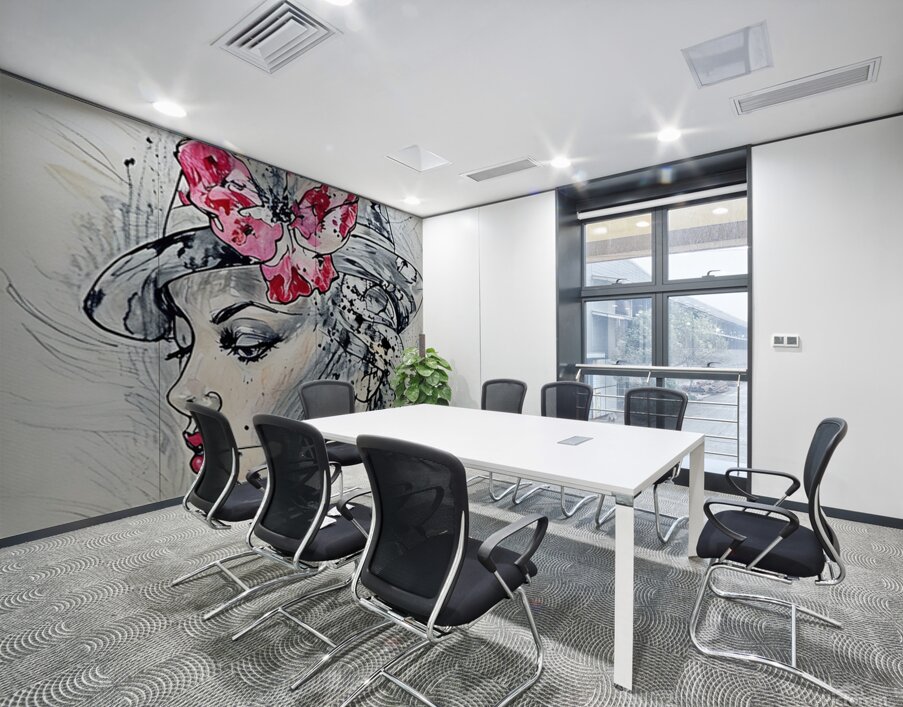 ArtXcl 334 portrait woman red lips flower pencil Wall Printing