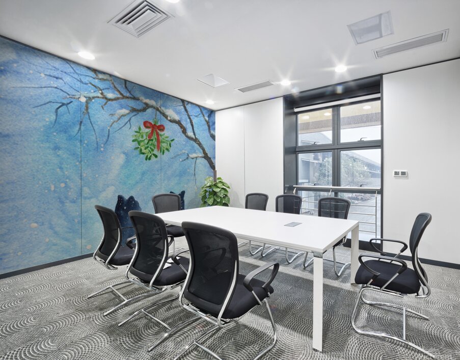 Two cats meet under the mistletoe Wall Printing