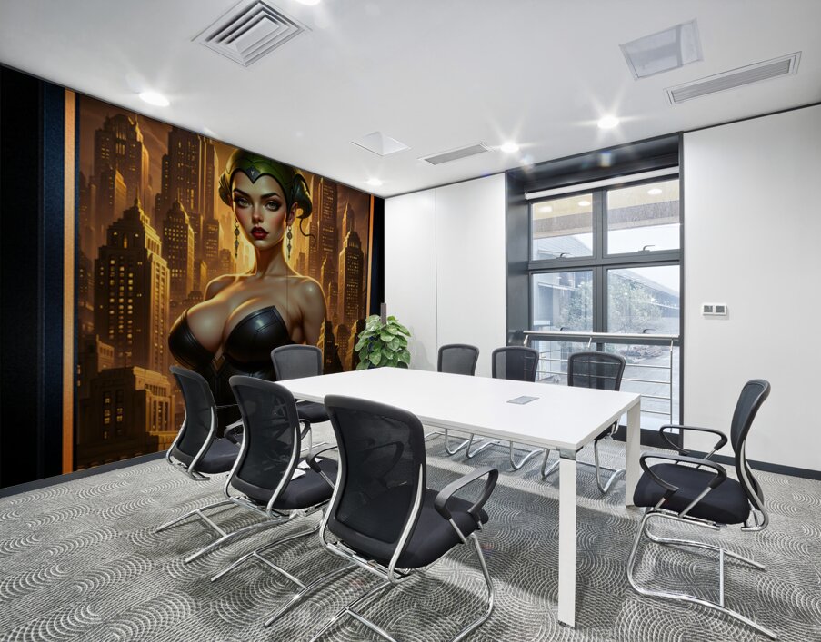 A Golden City Guardian Portrait Of Urbana Mirel Gorgeous AI Concept Art by Xzendor7 Wall Printing