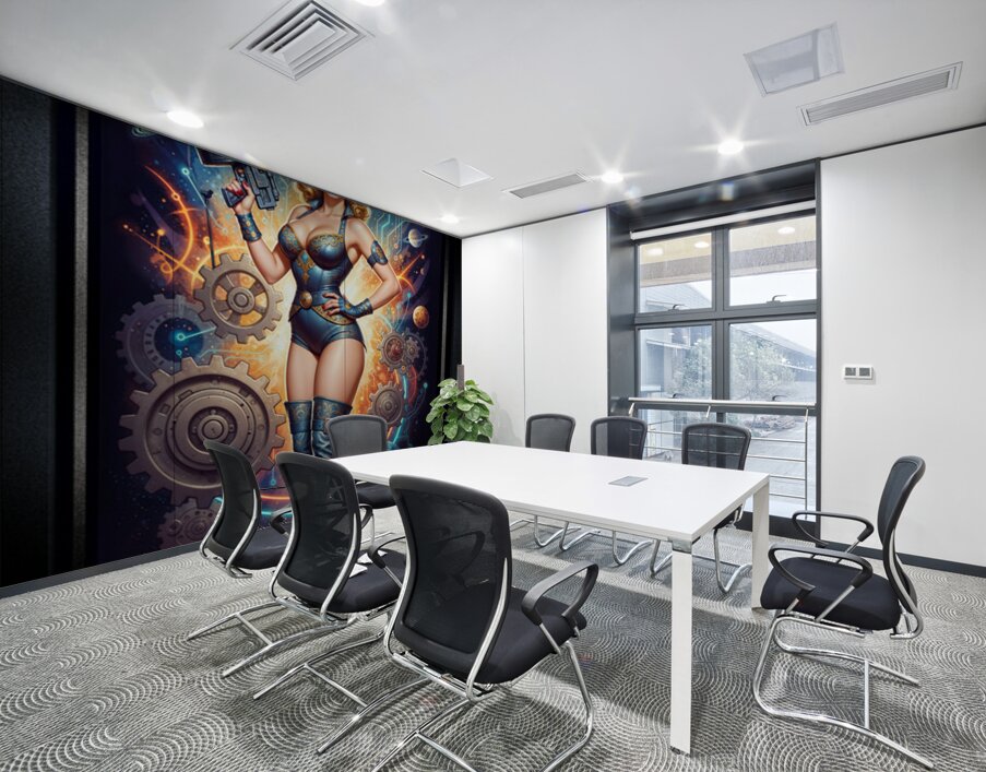 Trina Travera Surreal Retro-Fusion Steampunk Portrait Captivating AI Concept Art by Xzendor7 Wall Printing