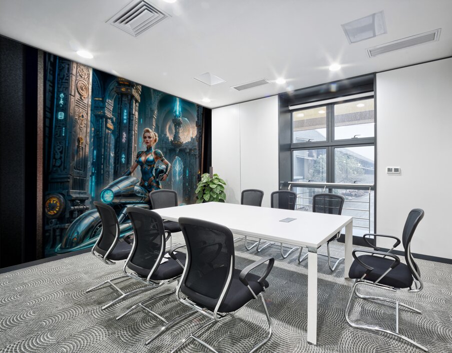 Metrelda Avinox Cadet Of Morvath Keep On Her Hovercycle Mesmerizing AI Concept Art by Xzendor7 Wall Printing