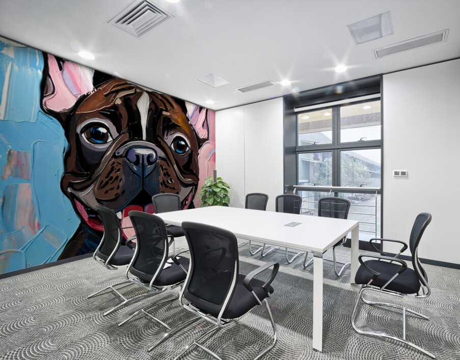 Smiling Brindle French Bulldog Pop Art Portrait Wall Printing