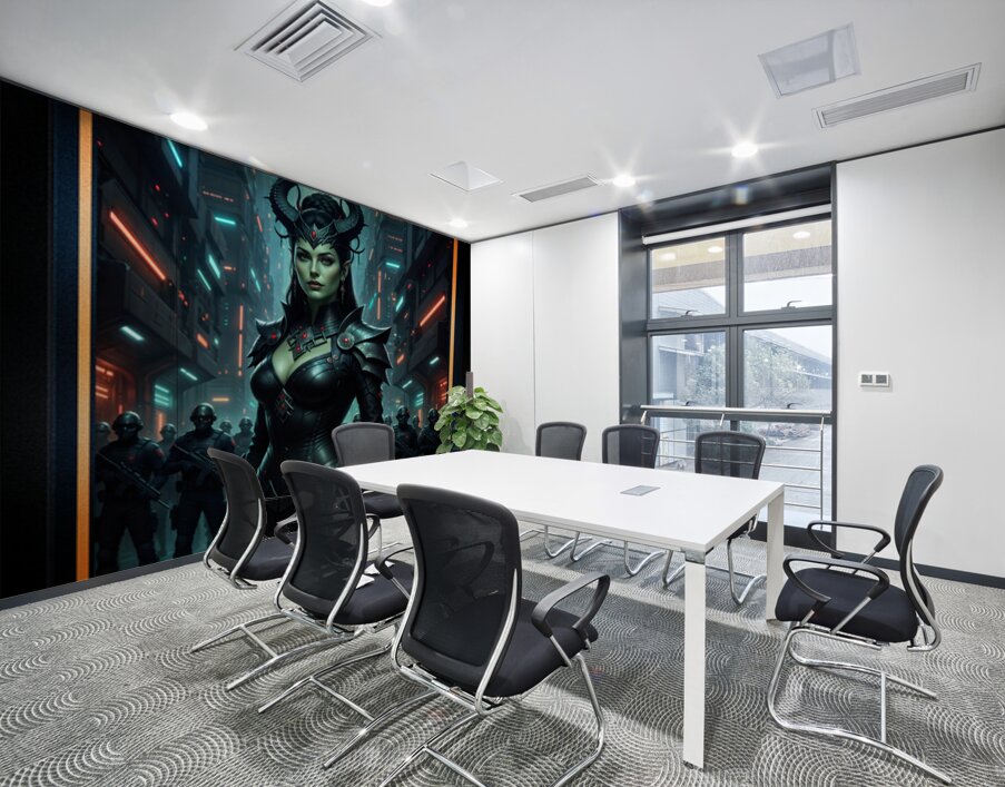 Vaelthra Vornis Leads Her Iron Fangs Through Thorenbah Striking AI Concept Art by Xzendor7 Wall Printing