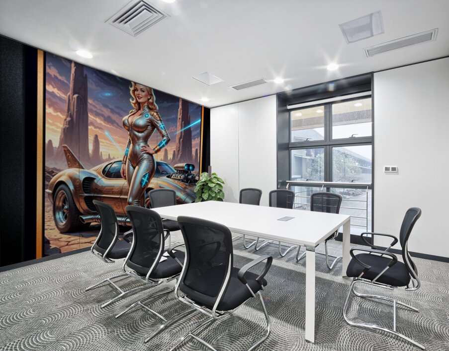 Retro-Futuristic Portrait Of Suralia Valdis By Telivus Cruiser Striking AI Concept Art by Xzendor7 Wall Printing