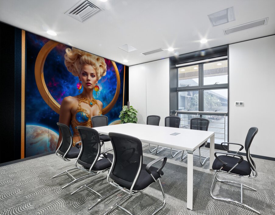 Celestial Sovereign Seraphia Solis Empress Of The Stars Mesmerizing AI Concept Art by Xzendor7 Wall Printing