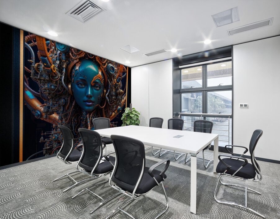 Biomechanical Portrait Of The Living Machine Lyrion Vexian Mesmerzing AI Concept Art by Xzendor7 Wall Printing