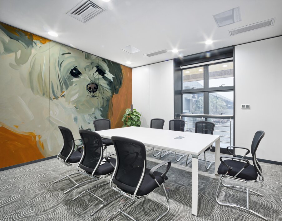 Expressive White Maltese Shih Tzu Dog Portrait Wall Printing