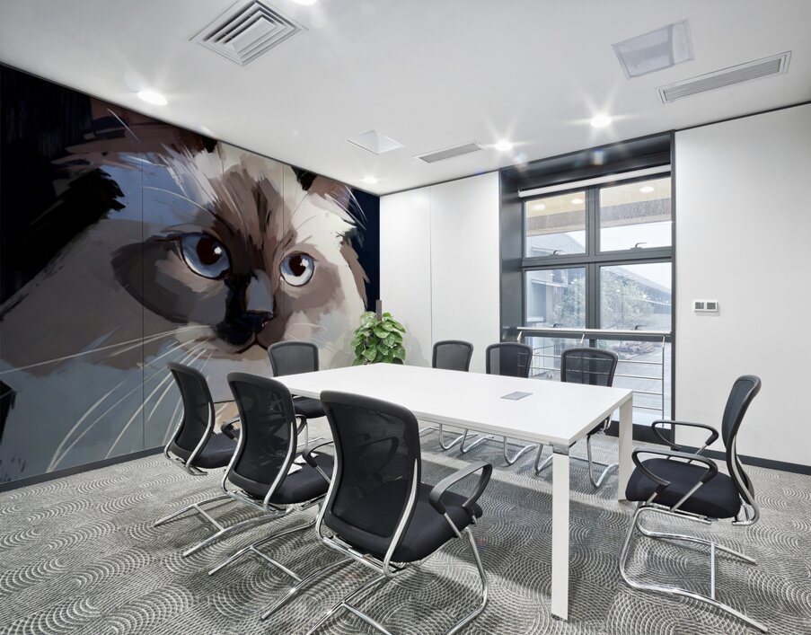 Blue-Eyed Ragdoll Cat Portrait Digital Painting Wall Printing