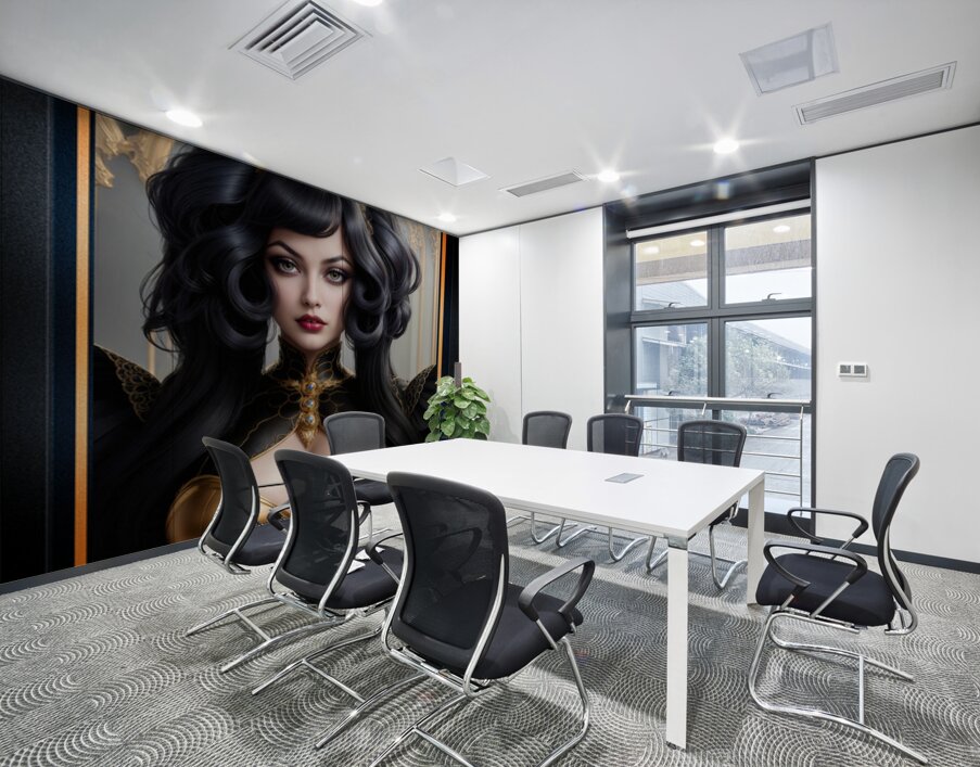 Fantasy Art Portrait Of Regal Beauty Lady Mirielle Diodorus Mesmerizing AI Concept Art by Xzendor7 Wall Printing