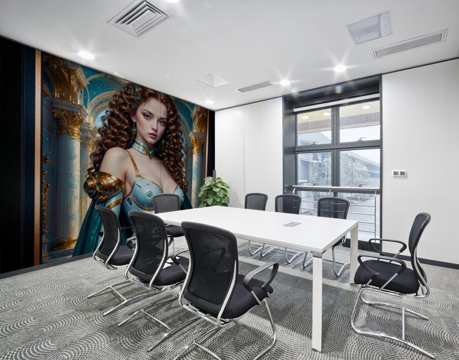 Mechanical Beauty Rhylia Whithamore A Cybernetic Aristocrat Striking AI Concept Art by Xzendor7 Wall Printing