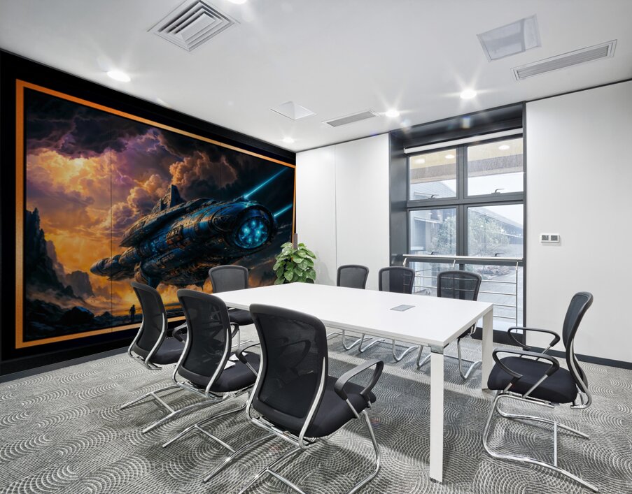 Sci-Fi Masterpiece Of The Hevilgard Exploring Teleran V Outstanding AI Concept Art by Xzendor7 Wall Printing