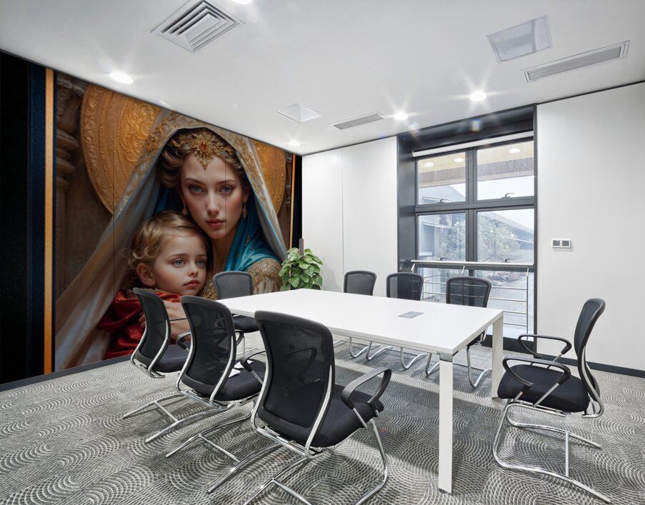 Circolo Aureo di Serenia Portrait Of Lehrenia and Aurelio Angelic AI Concept Art by Xzendor7 Wall Printing