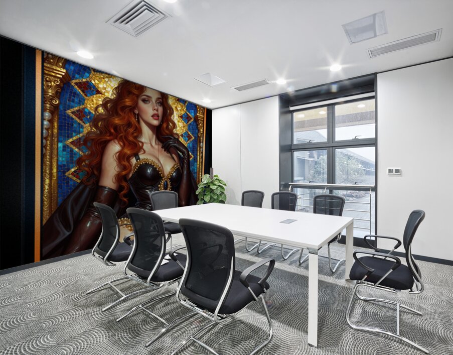 Pinup Diva Portrait Of Liliane Chalmond In Divine Elegance Theatrical AI Concept Art by Xzendor7 Wall Printing