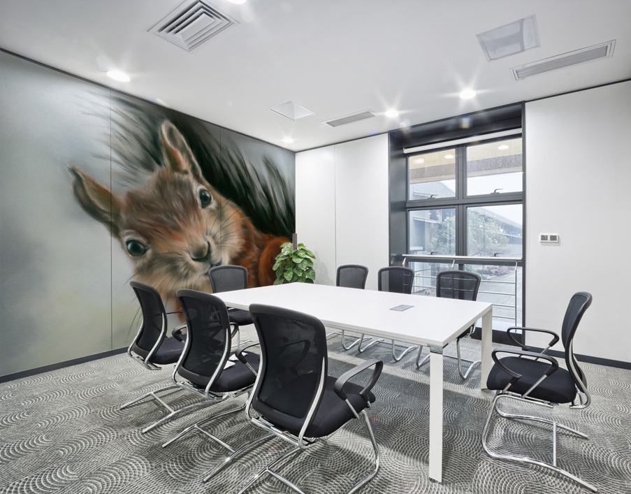 Tree Squirrel Red and Gray Wall Printing