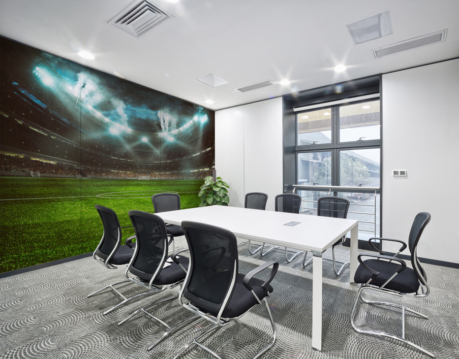 football stadium with stands full fans waiting night game Wall Printing