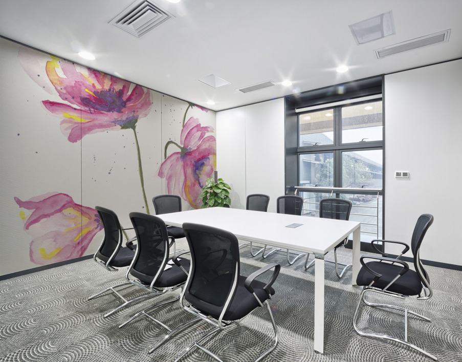 Pink Flower Burst Wall Printing