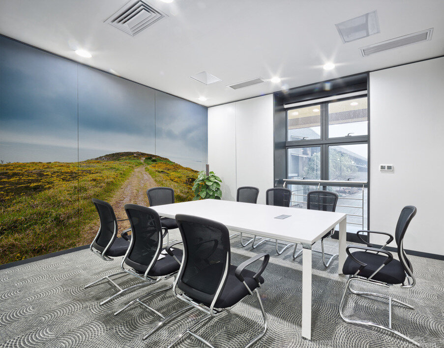 Empty path with yellow flowers Wall Printing