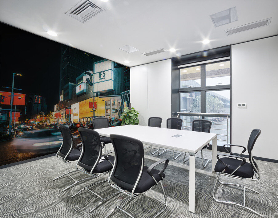 Downtown Chengdu illuminated at night Wall Printing