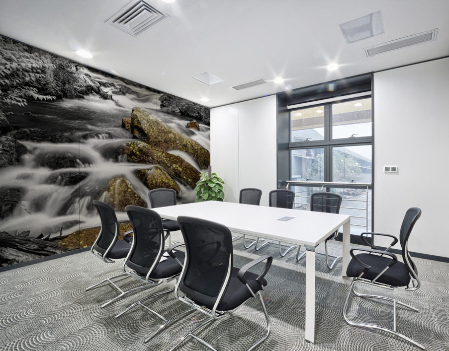 Cascading Water and Rocky Mountain Rocks BWSC Wall Printing