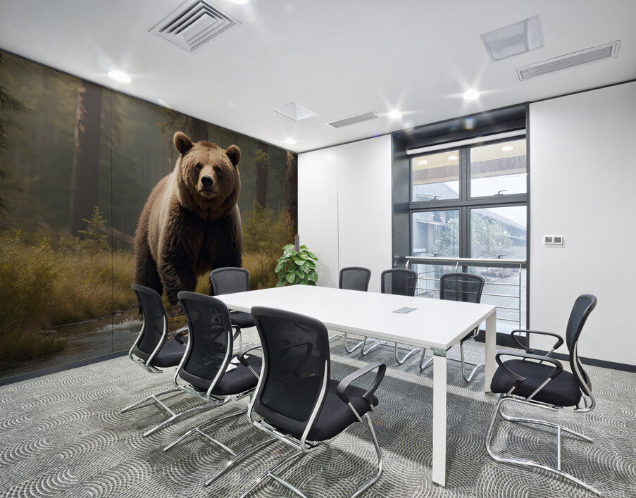 Hyper-realistic Bear Encounter Photography Wall Printing